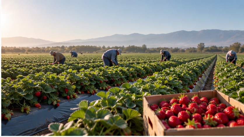 Strawberry harvest in Morocco